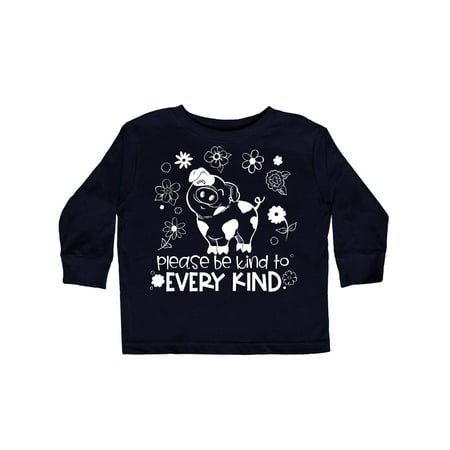 

Inktastic Please Be Kind to Every Kind Cute Pig and Flowers Gift Toddler Boy or Toddler Girl Long Sleeve T-Shirt