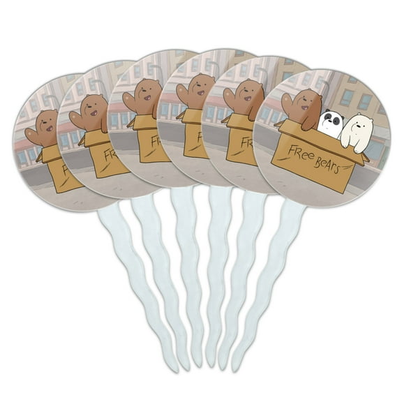 We Bare Bears Baby Bears Cupcake Picks Toppers Decoration Set of 6