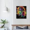 thumbnail image 4 of Acheng Rainbow Headphone Canvas Wall Art for Living Room Banksy Graffiti Canvas Print Picture Modern Home Framed Artwork Office Wall Decor Art Giclee Art Ready to Hang 12x16 in, 4 of 5
