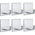 thumbnail image 2 of Ganchos para toallas autoadhesivos de acero inoxidable, solución sin taladros para cocina y baño, paquete de 6, 2 of 8