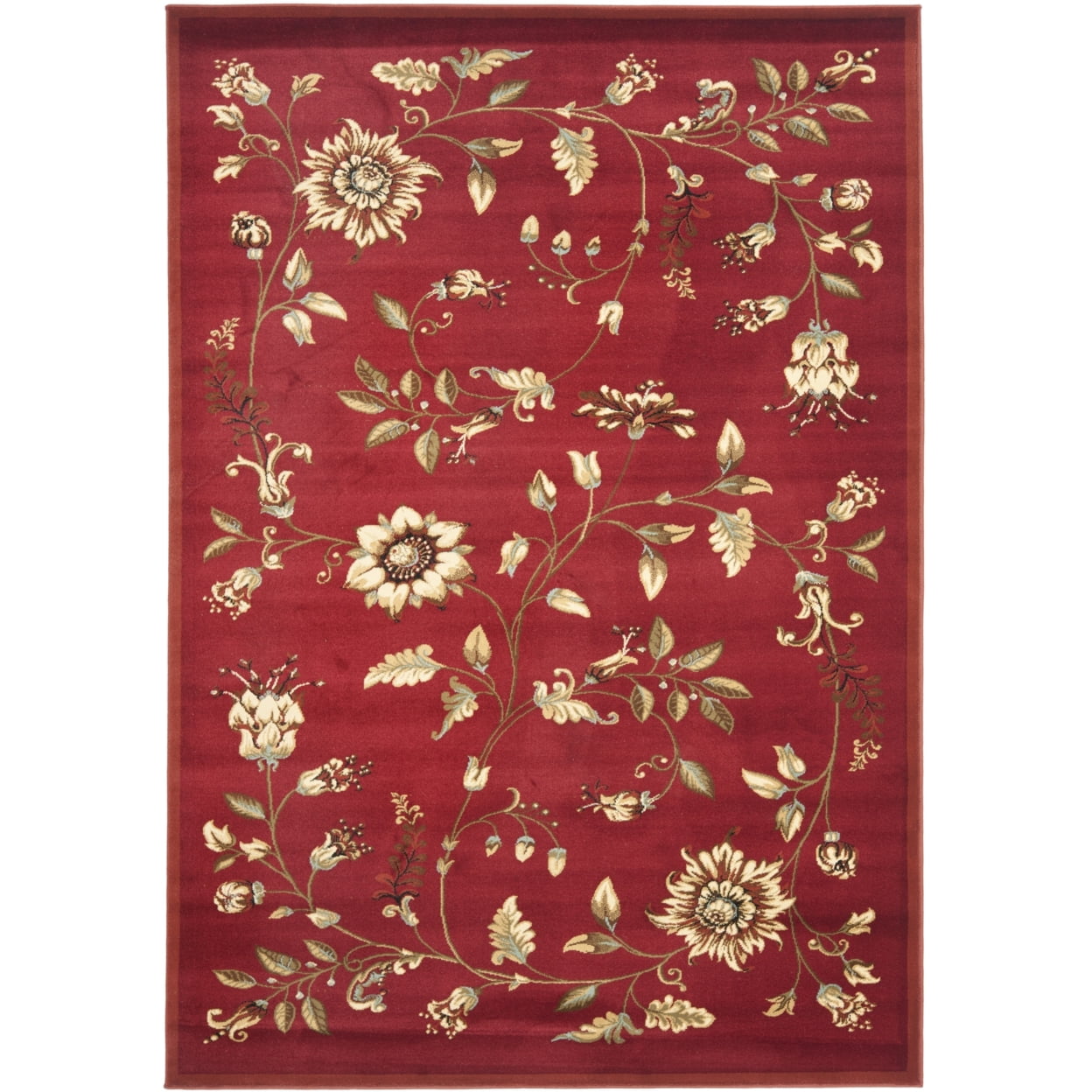 SAFAVIEH Lyndhurst Milo Floral Border Area Rug, Red/Multi, 8'9" x 12'