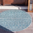 thumbnail image 2 of Unique Loom Outdoor Trellis Geometric Rug 3' 3 x 3' 3 Round Aqua Blue/Ivory, 2 of 2