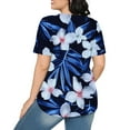 thumbnail image 4 of Loose Summer Tops for Women Oversized Short Sleeve Floral Shirt Trendy Casual Pullover, Sky Blue, XXL, 4 of 7