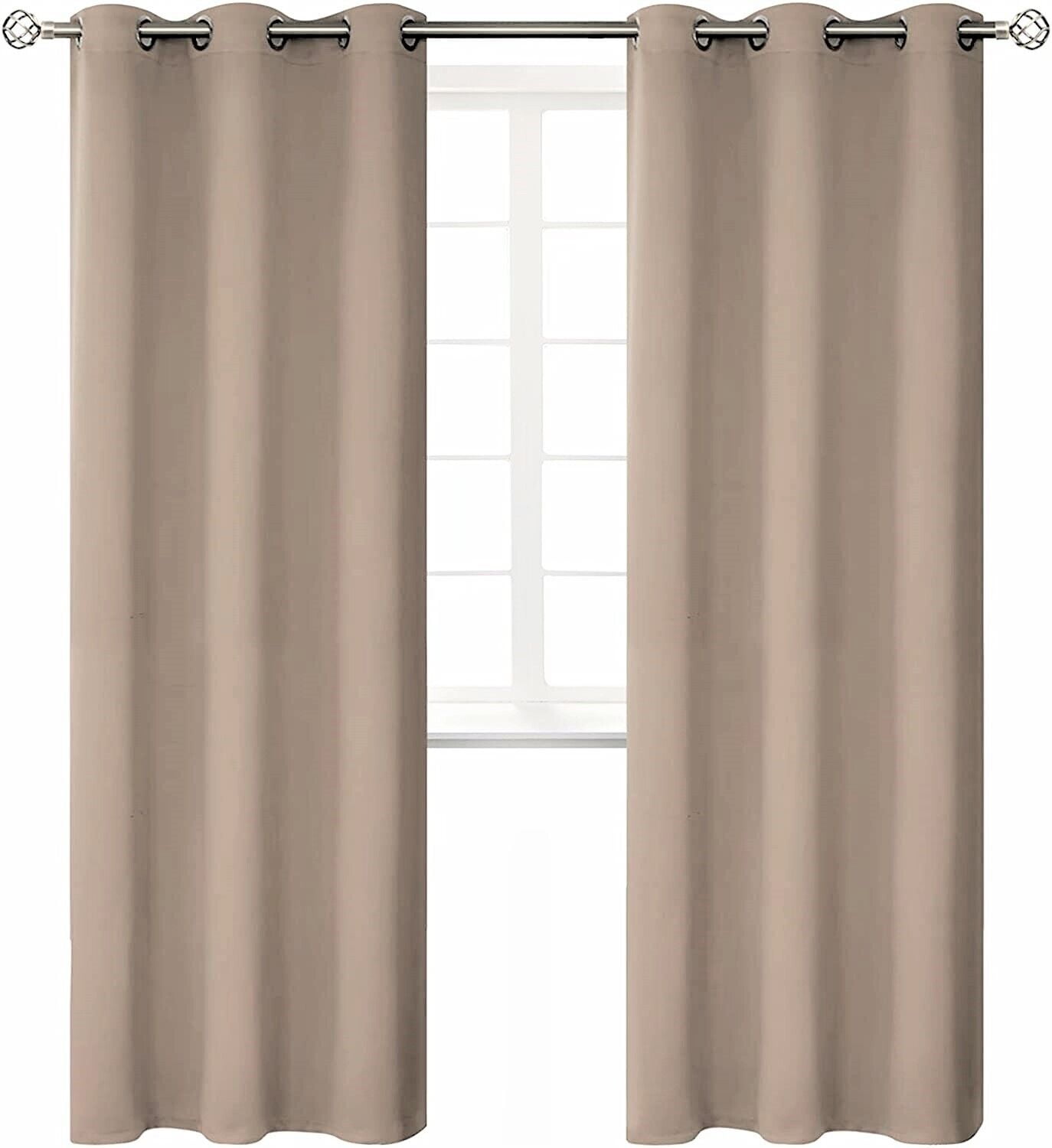 1 PAIR K68 taupe color 100 % blackout thermal drapes for living room sliding patio door window curtain top grommets noise reducing 37' inch wide X 84' inch length each panel