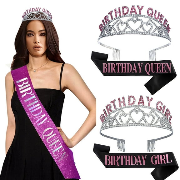 Yoyauz Birthday Crowns for Women Birthday Girl Headband & Sash for Women Birthday Headband for Women Parties Favors Gift