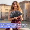 thumbnail image 7 of Hengguang 4Pcs Handheld Folding Fan, Line Dancing Fans, Oriental Folding Fan for Ladies, Floral Pattern Hand Held Fans Silk Fans with Tassel, Hollowed Hand Holding Fans for Women, 7 of 7