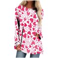 thumbnail image 2 of Qertyioot Cadeau de Saint-Valentin pour Femmes, Manches Longues Décontractées Col Rond Tunique, 2 of 5