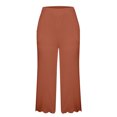 thumbnail image 4 of Cagogo Women's Plus Size Capri Pants Elastic Waist Casual Loose Pants with Pockets Solid Cropped Trousers Summer Beach Work Lounge, Orange 3XL, 4 of 5