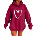 thumbnail image 1 of Chandail à Capuchon pour Femmes Automne Mignon Cœur Imprimé Papillon Chandail à Capuchon Oversize Chandail Décontracté Chandail à Capuche Design Épaule Tombante Chandail en Molleton pour Femmes Rouge m, 1 of 5