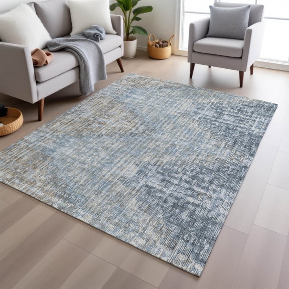 Addison Rugs Chantille Indoor/Outdoor Transitional Geometric Denim Machine Washable Rectangle Rug, 10' x 14'