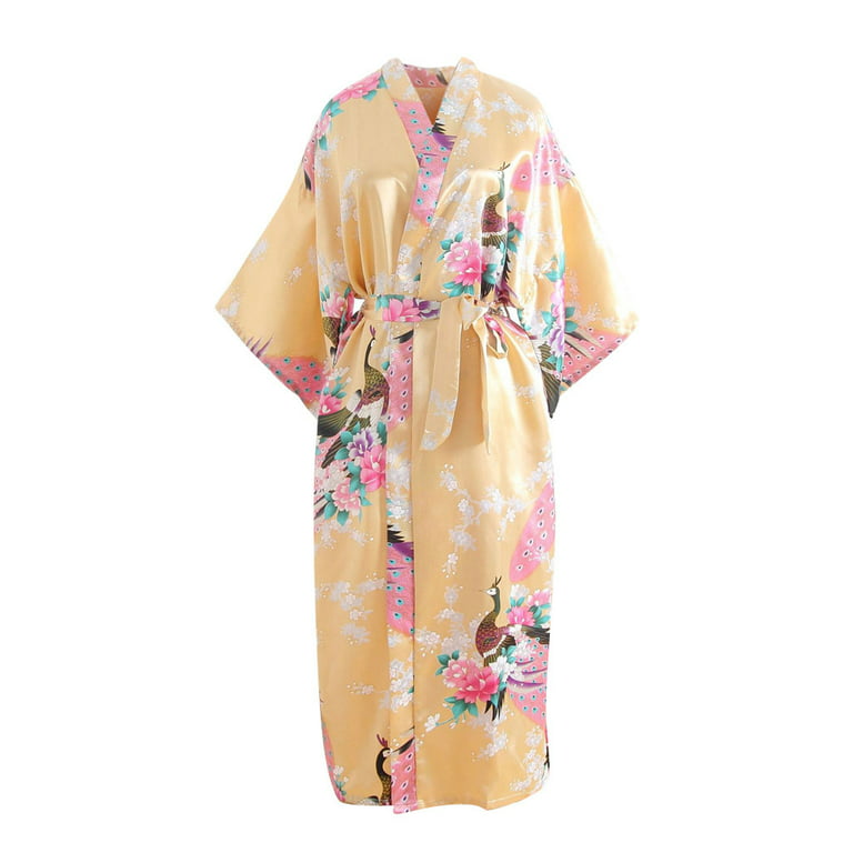 WEANT Lingerie Sets for Women Classy Plus Size Yellow Lingerie Women Sexy  Print Kimono Dressing Gown Bath Robe Lingerie Nightdress Womens Lingerie