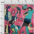 thumbnail image 2 of oneOone Tissu Viscose Georgette Rose Abstrait Visage de Bande Dessinée Matériel de Robe Tissu Imprimé au Mètre 42 Pouces de Large, 2 of 5
