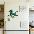 thumbnail image 4 of Galloping Horse Fridge Magnet - Green & Gold Metal Enamel Design, Strong Magnetic Backing - Chinese Art Style Decor For Home, Office, Kitchen, Gift Idea, 4 of 7
