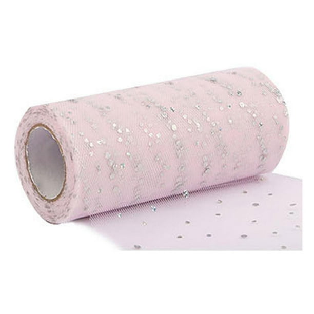 Jikaix 1 Rollo de Adorno de Purpurina Rollo de Tul Sin Olor Red Hilado Decoraciones de Guirnalda Cinta Transparente para Interiores