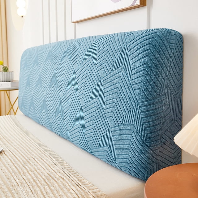 Xiao Hua 1 funda de cabecera de felpa tridimensional de color sólido, paquete suave, funda de respaldo de cabecera completamente envuelta, 150 cm de largo (azul)