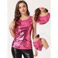 thumbnail image 2 of Disfraz de navidad Camiseta sin mangas con cuello redondo y lentejuelas brillantes para mujer Fucsia XL, 2 of 6