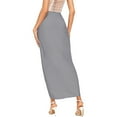 thumbnail image 6 of Baqcunre Casual Slit Wrap Asymmetrical Elastic High Waist Maxi Draped Solid Skirt Women'S Skirts Pleated Skirt Mini Skirt Women Clothing Skirts For Women,Color Grey,Size XL, 6 of 7