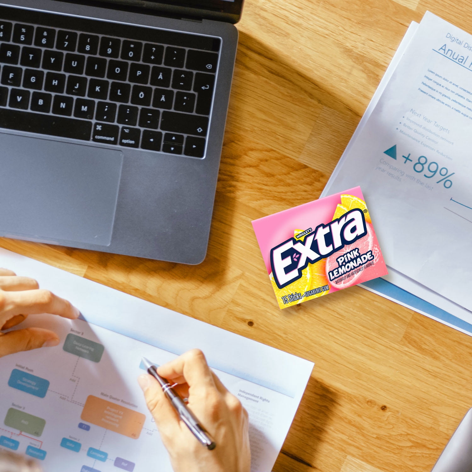 (2 pack) Extra Pink Lemonade Sugar Free Chewing Gum - 15 Sticks