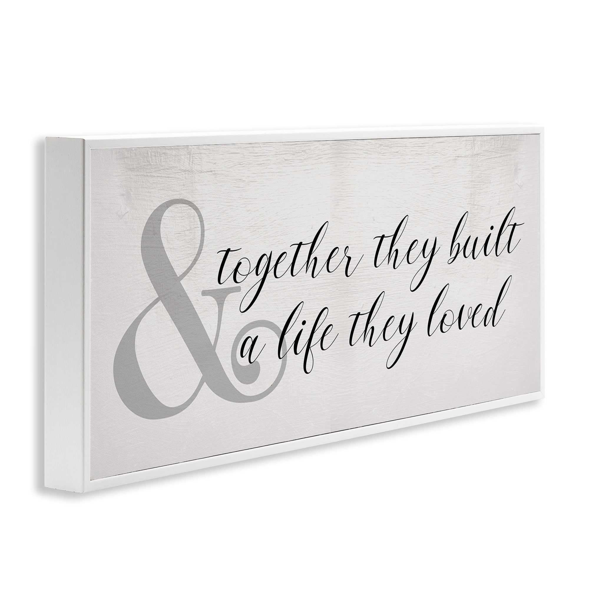 Stupell Industries Rustic Romance with Ampersand Typography Painting White Framed Art Print Wall Art, 24 x 10