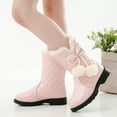 thumbnail image 3 of Toddler/Little Kid Girl's Fashion Mid Calf Boots Bow Dress Booties Thick Soles Non Warm(Color:Pink,Size:9.5-10 Years), 3 of 9