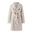 thumbnail image 4 of Baqcunre Womens Winter Coats Womens Fit Mid Long Double Breasted Coat Lapel Jacket Overcoat Outwear Trench Windbreaker Womens Jacket Womens Fall Fashion 2023 Beige L, 4 of 4