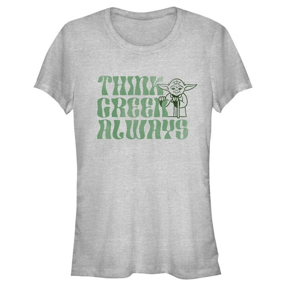 Junior's Star Wars Yoda St. Patrick's Day Think Green Always Graphic Tee Athletic Heather Medium