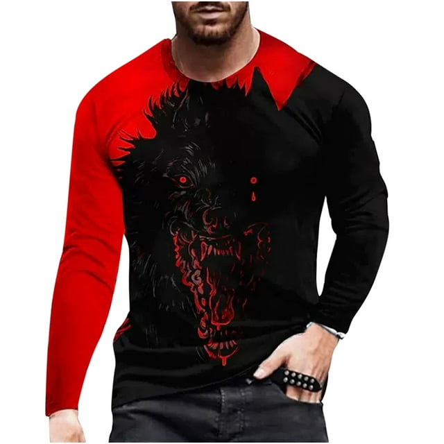 RKSTN Mens Shirts Manches Courtes à Manches Longues Impression Col Rond T-Shirt Blouse Hawaïenne Shirts for Men