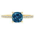 thumbnail image 7 of Solitaire with Accents Engagement Ring for Women - 2.7ct Natural London Blue Topaz in 14K Yellow Gold Promise Ring, 7 of 7