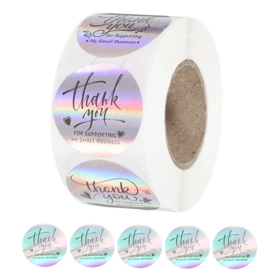 500pcs 1 Inch Holographic Thank You for Supporting My Small Business Stickers Roll for Packing Envelopes Seals