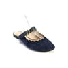 Pre-owned|Chloe Womens Single Strap Scalloped Mules Flats Navy Blue Suede Size 38