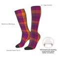thumbnail image 5 of Picia Women Crew Soft Moisture-wicking Socks Purple Yellow Buffalo Plaid Pattern Design Cotton Socks, One Size fit All, 5 of 9