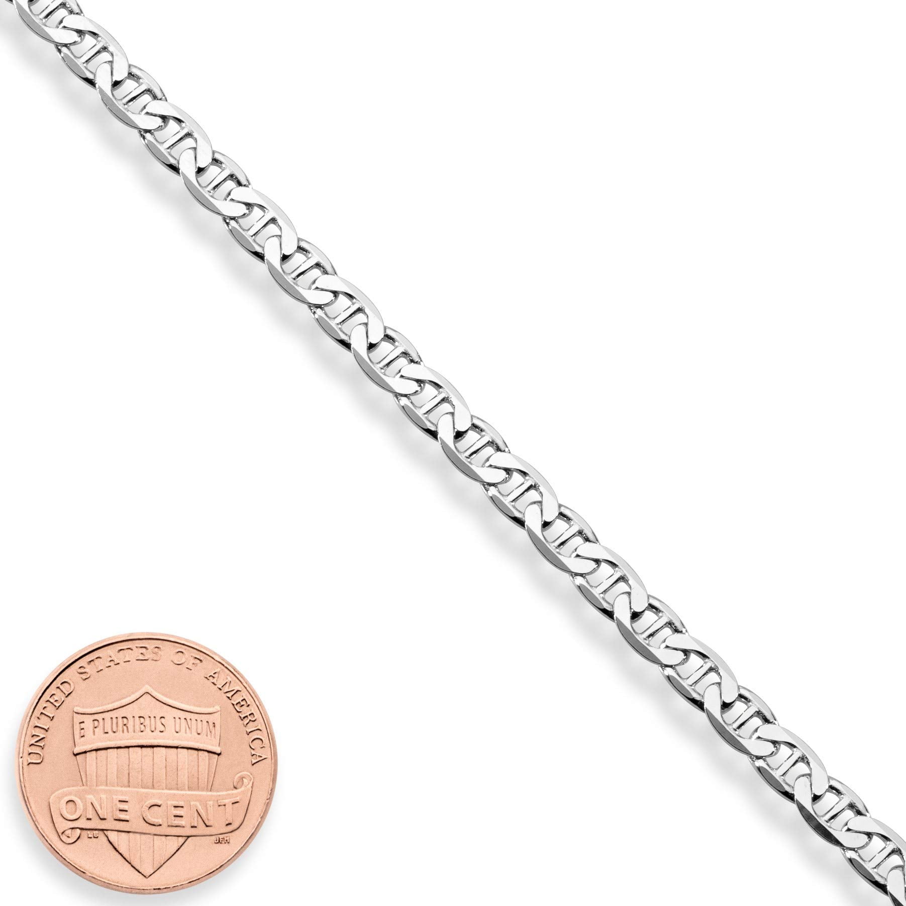 Miabella 925 Sterling Silver Italian 3mm, 4mm Solid Mariner Link Chain Bracelet for Men Women, Made in Italy (4mm - Length 7.5 Inches)