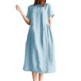 thumbnail image 2 of gljltg Women's Loose Cotton Linen Sleeveless Summer Dress for Beach Pool Home Travel Party – Breathable Comfortable Versatile Stylish Design with Strappy Details & Chest Embellishments, 2 of 3
