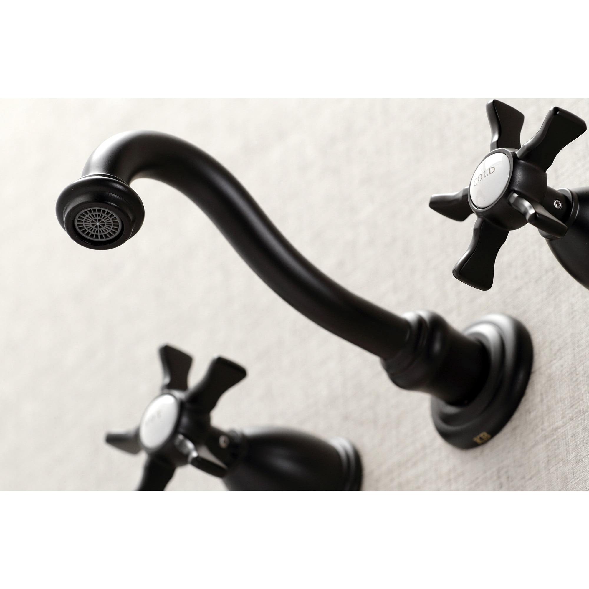 Kingston Brass KS3120NX Hamilton Double-Handle 3-Hole Wall Mount Bathroom Faucet in Matte Black