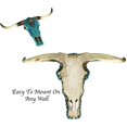 thumbnail image 3 of Urbalabs Western Teal Gem Gold Cross Longhorn Cow Skull and Horns Sculpture Faux Taxidermy Animal Western Wall Mount Decor 20 Inches Wide Bull Statue Ranch Decoration Hand Painted, 3 of 7