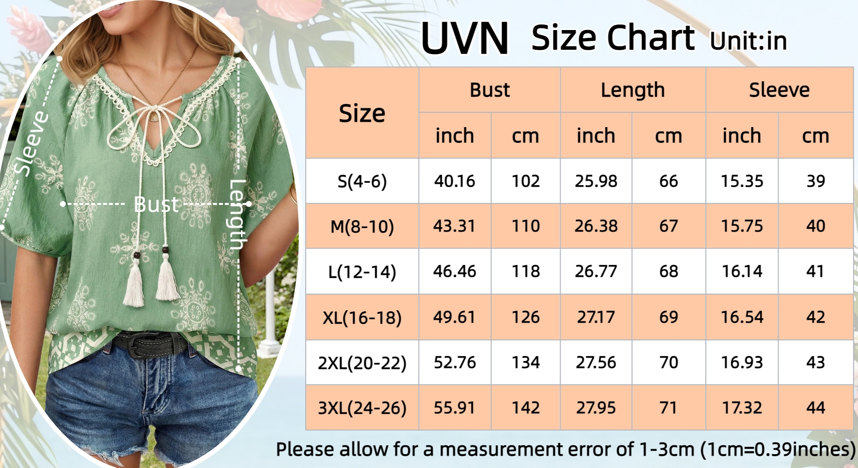 UVN Women's Boho Floral Tie-Front Blouse, Multicolor photo 8