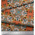thumbnail image 3 of Soimoi Moss Georgette Fabric Tiles Moroccan Printed Fabric 1 Yard 42 Inch Wide, 3 of 3