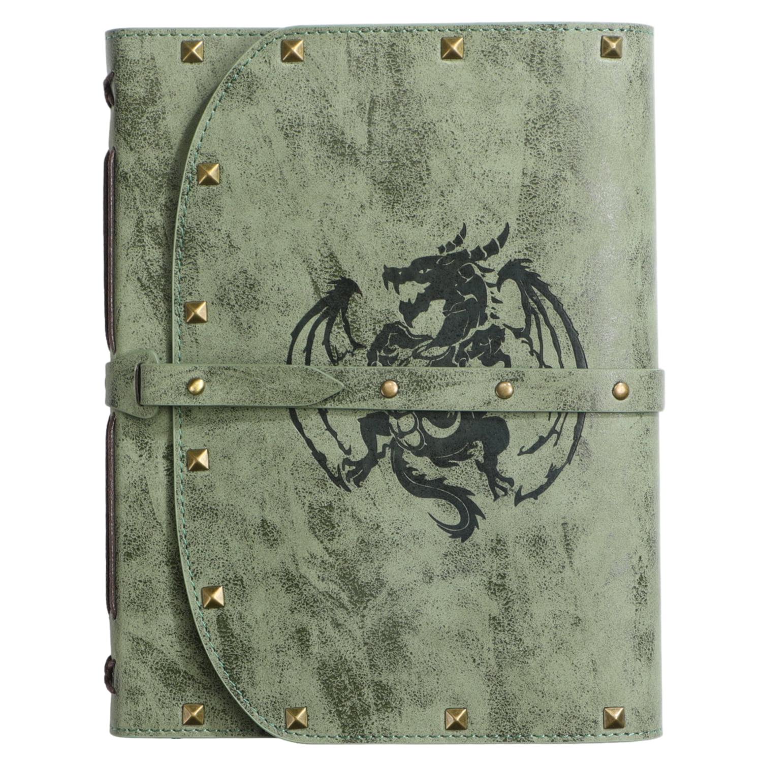 DND Dragon Notebook, Dragon Embossed Notebook for Dungeons & Dragons/D&D, Great RPG Accessory Nerdy Gift for DMs and Players, 288 Page A5 Leather Notepad, Great for Men and Women! Rivet Green Dragon