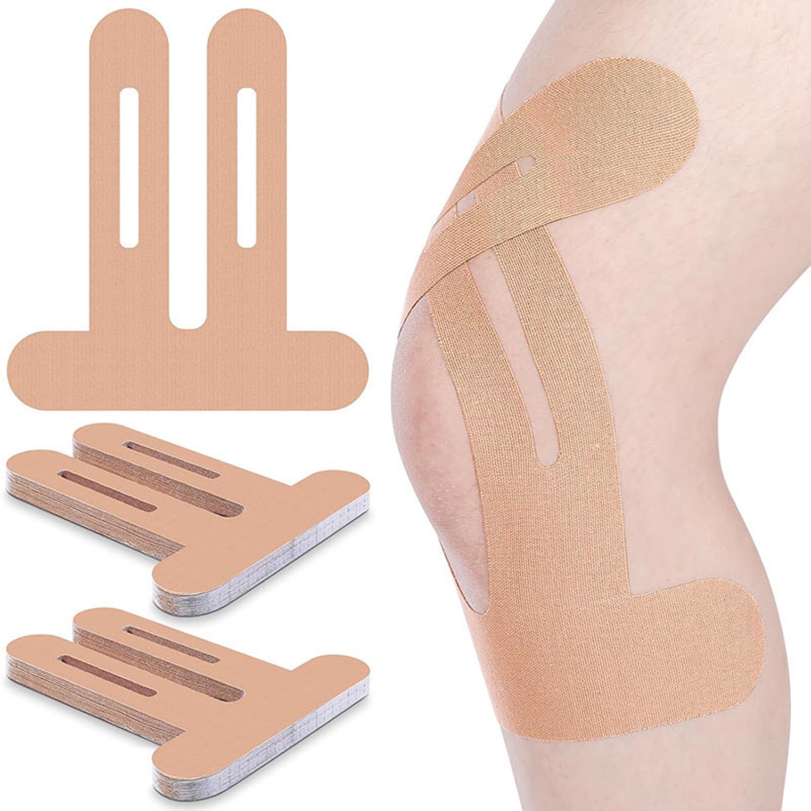 Hyasfey 5/10 Pcs Precut Kinesiology Tape for Knee Pain Relief Cotton Athletic Sports Tape Elastic Knee Support Tape for Knee Stability