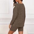 thumbnail image 7 of Lovskoo Pajamas for Women Set Ribbed Knit Lounge Set Long Sleeve Top and Shorts Sleepwear Pajama Set Two Piece Shorts Outfits Set Brown M, 7 of 7