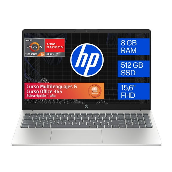 Laptop HP 15 fc0079la AMD Ryzen 5 8GB RAM 512GB SSD HD incluye Microsoft 365 Personal y Curso Multilenguaje 1 Año