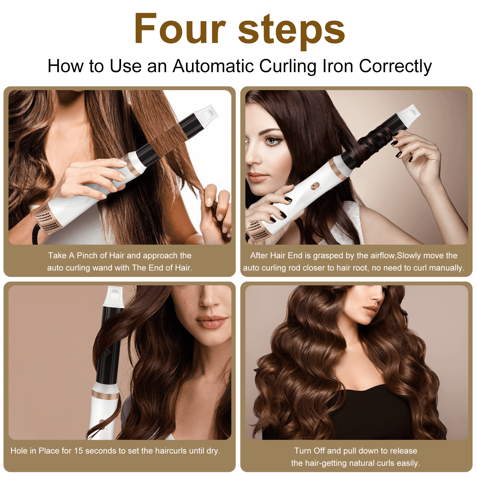 JIGUOOR Hair Dryer Brush Set, 5 in 1 Hot Air Blow Dryer Brush, Curling Iron, Hair Styling Tools for Drying, Curling, Straightening, Smoothing