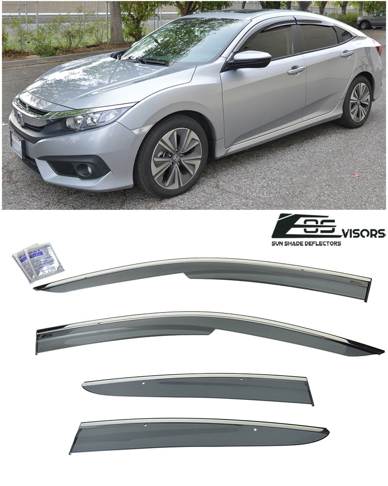 Premium 4pcs In-Channel Deflector Visor For Honda Civic 2012-2015 4 Door