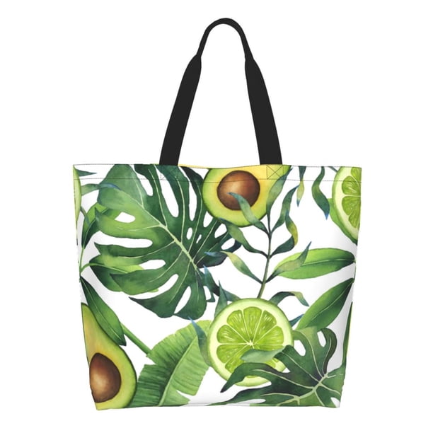 Easygdp Watercolor Green Tropical Bolsas Tote para Mujer, Bolsos de Hombro para Viaje, Bolsos de Mano de Gran Capacidad para Compras y Trabajo