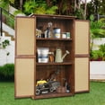 thumbnail image 5 of Outdoor Storage Cabinet, Beneouya 60.6" Wooden Garden Shed with 2 Removable Shelves & Waterproof Roof for Garden, Lawn, Patio - Carbonized Black, 5 of 8