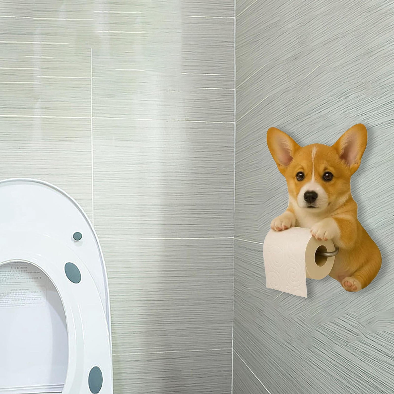 DUBF Dog Paper Towel Holder - Cute Puppy Wall Mounted Toilet Roll Dispenser - Pet Theme Bathroom Tissue Storage for Home RV Dorm Kitchen for Dog Lovers