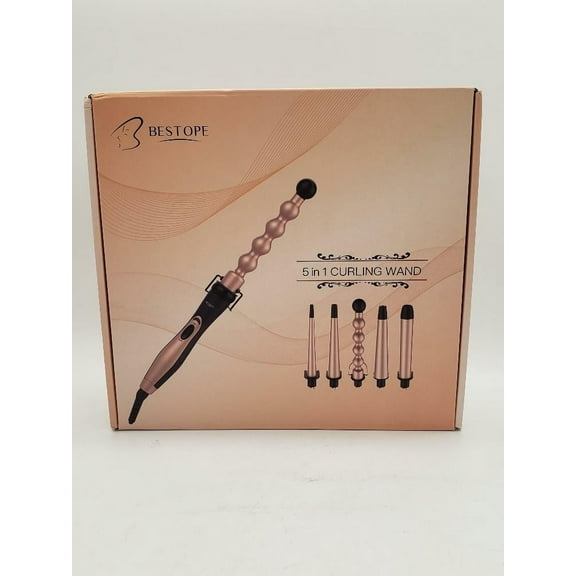 USTAR 5 in 1 Ceramic Curling Iron Wand Set with 5 Interchangeable Ceramic Barrels (0.35'' to 1.25'') and Heat Resistant Glove - Rose Gold