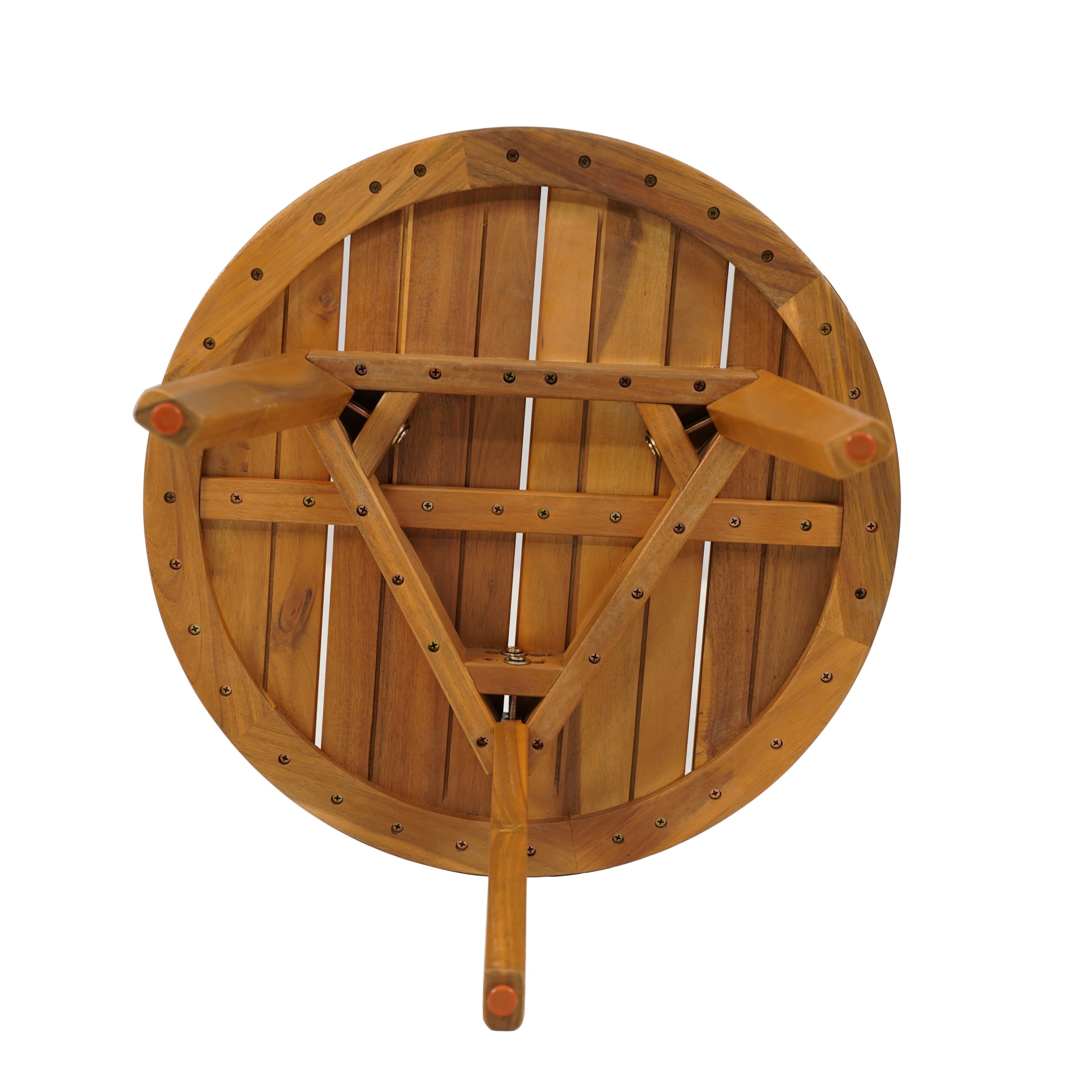 Christopher Knight Home Round Outdoor End Table with Slatted Top, Acacia Wood Frame, Patio Side Table, Teak