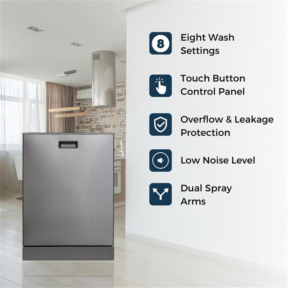 Pemberly Row 24" Stainless Steel Built-In Dishwasher with Top Control in Silver