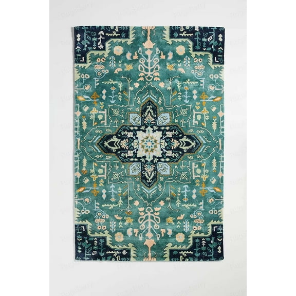 Hand-Tufted Bohemian Wool Area Rug | 100% New Zealand Wool Carpet for Living Room, Bedroom & Home Décor(Teal_8X10)